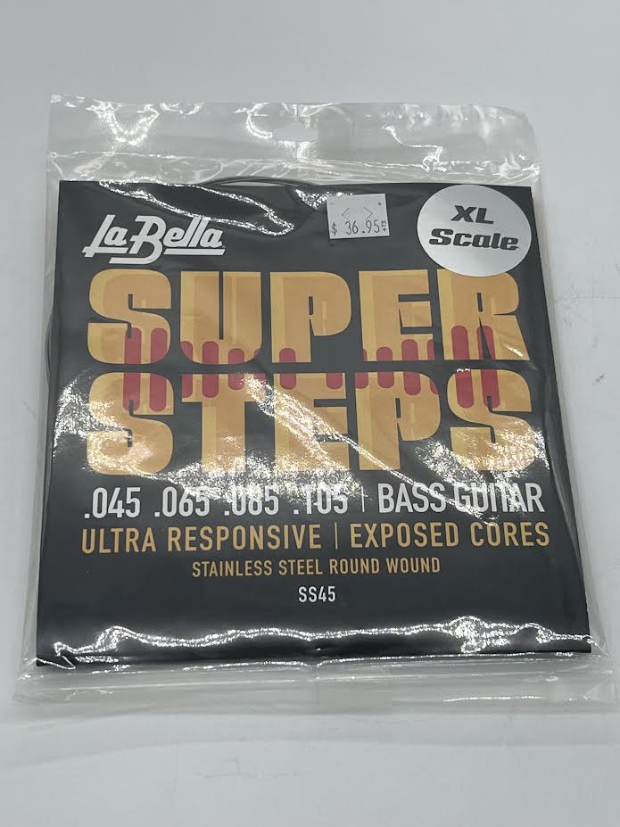 La Bella Super Step XL Scale Ultra Responsive Exposed Cores Stainless Steel Round Wound Bass Strings