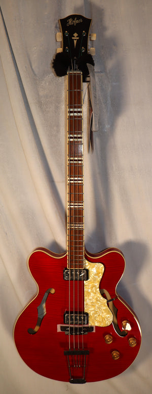 Hofner Contemporary Verythin Bass, Transparent Red HCT-500/7-TR