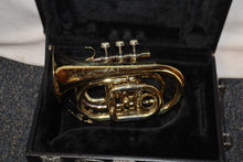 Load image into Gallery viewer, JZ Music Pocket trumpet with case adn mouthpiece used
