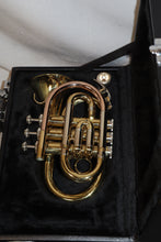Load image into Gallery viewer, JZ Music Pocket trumpet with case adn mouthpiece used
