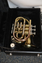 Load image into Gallery viewer, JZ Music Pocket trumpet with case adn mouthpiece used
