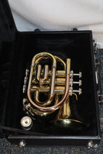 Load image into Gallery viewer, JZ Music Pocket trumpet with case adn mouthpiece used
