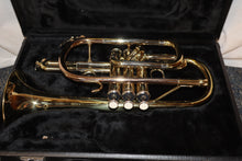 Load image into Gallery viewer, JZ Music Cornet Gold Lacquer with case + Bach 5C mouthpiece used
