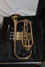 Load image into Gallery viewer, JZ Music Cornet Gold Lacquer with case + Bach 5C mouthpiece used
