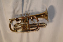 Load image into Gallery viewer, JZ Music Cornet Gold Lacquer with case + Bach 5C mouthpiece used
