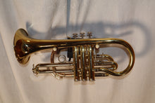 Load image into Gallery viewer, JZ Music Cornet Gold Lacquer with case + Bach 5C mouthpiece used
