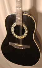 Load image into Gallery viewer, Ovation Model 1755 Custom Balladeer Black Acoustic Electric Guitar Left-Handed (conversion) with case used
