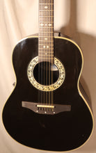 Load image into Gallery viewer, Ovation Model 1755 Custom Balladeer Black Acoustic Electric Guitar Left-Handed (conversion) with case used

