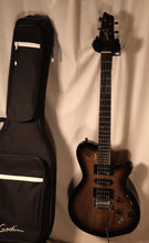 Load image into Gallery viewer, Godin 025503F xTSA Leaftop Trans Black Flame Synth Access + Acoustic Piezo Pickup (LR Baggs Transducer Saddles) with gig bag used
