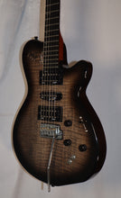 Load image into Gallery viewer, Godin 025503F xTSA Leaftop Trans Black Flame Synth Access + Acoustic Piezo Pickup (LR Baggs Transducer Saddles) with gig bag used
