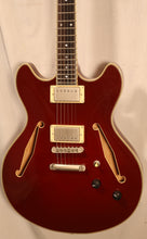 Load image into Gallery viewer, D'Angelico Excel DC Tour Wine Red Double Cutaway Semi Hollow Electric Guitar with gig bag used
