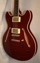 Load image into Gallery viewer, D'Angelico Excel DC Tour Wine Red Double Cutaway Semi Hollow Electric Guitar with gig bag used

