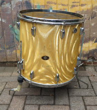 Load image into Gallery viewer, Slingerland 3-piece drum set 22&quot;/16&quot;/13&quot; Satin Gold Flame with hi-hat stand LOCAL PICKUP vintage 1960s
