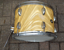 Load image into Gallery viewer, Slingerland 3-piece drum set 22&quot;/16&quot;/13&quot; Satin Gold Flame with hi-hat stand LOCAL PICKUP vintage 1960s
