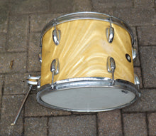 Load image into Gallery viewer, Slingerland 3-piece drum set 22&quot;/16&quot;/13&quot; Satin Gold Flame with hi-hat stand LOCAL PICKUP vintage 1960s
