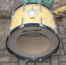 Load image into Gallery viewer, Slingerland 3-piece drum set 22&quot;/16&quot;/13&quot; Satin Gold Flame with hi-hat stand LOCAL PICKUP vintage 1960s
