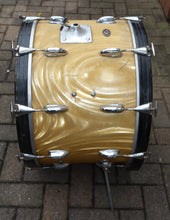 Load image into Gallery viewer, Slingerland 3-piece drum set 22&quot;/16&quot;/13&quot; Satin Gold Flame with hi-hat stand LOCAL PICKUP vintage 1960s
