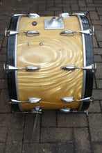 Load image into Gallery viewer, Slingerland 3-piece drum set 22&quot;/16&quot;/13&quot; Satin Gold Flame with hi-hat stand LOCAL PICKUP vintage 1960s
