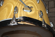 Load image into Gallery viewer, Slingerland 3-piece drum set 22&quot;/16&quot;/13&quot; Satin Gold Flame with hi-hat stand LOCAL PICKUP vintage 1960s
