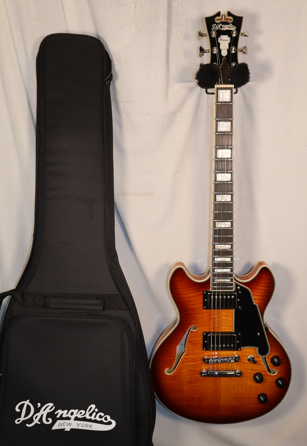 D'Angelico Premier Mini DC Semi-hollowbody Electric Guitar with gig bag used Dark Iced Tea Burst