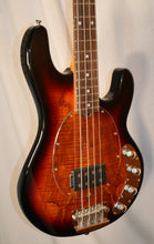 Load image into Gallery viewer, Sterling by MusicMan StingRay Spalted Maple 3-Color Sunburst 4-string electric bass ST-RAY34SM-3TS-R2 used Recently Setup for Optimal Playability
