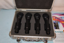 Load image into Gallery viewer, Audix F-50 Band Pack Set of 4 Dynamic Vocal Microphones with Clips and case new old stock
