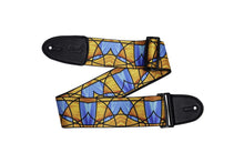 Load image into Gallery viewer, Levy&#39;s MP3SG-002 3″ Wide Polypropylene Guitar Strap With Stained Glass Design In Orange and Blue
