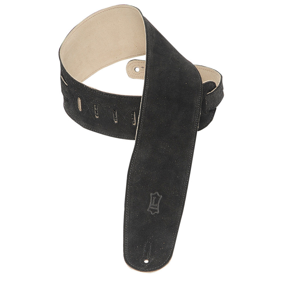 Levy's MS4-BLK 3 1/2″ Wide Black Suede Bass Guitar Strap With Suede Backing