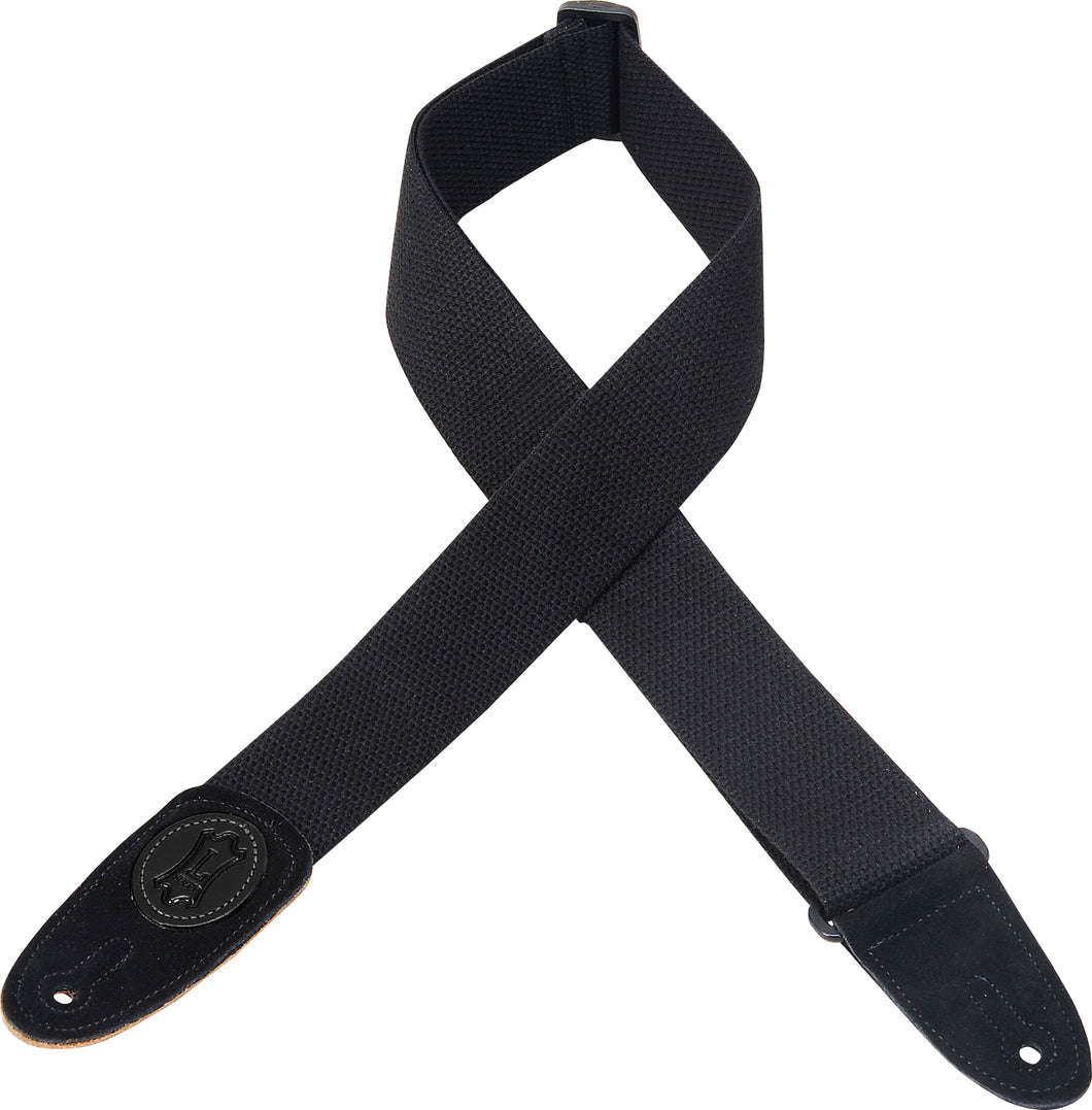 Levy's MSSBC8-BLK 2″ ‘Black On Black’ Signature Cotton Guitar Strap With Iconic Oval In Black