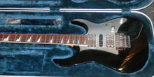 Load image into Gallery viewer, Ibanez RG350EXZ Black/Silver 24-fret locking tremolo electric guitar w/ case + Dimarzio humbuckers
