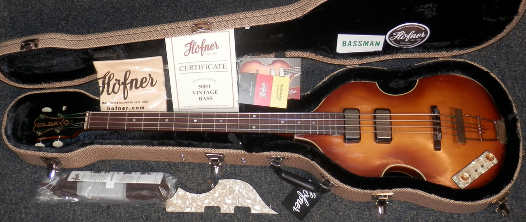Hofner 500/1-61L-RLC-0 1961 Relic Violin Bass Sunburst Left Handed Made in Germany w/case