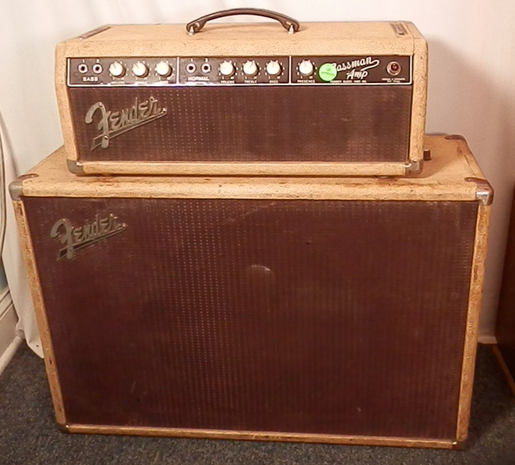 Fender Brownface Bassman Amp Guitar Tube Head and Cabinet vintage used