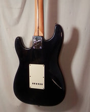 Load image into Gallery viewer, Squier by Fender Affinity Strat Black with Gold Pickguard electric guitar Alnico V Pickups used
