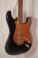 Load image into Gallery viewer, Squier by Fender Affinity Strat Black with Gold Pickguard electric guitar Alnico V Pickups used
