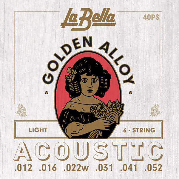 La Bella 40PS Golden Alloy Light Acoustic Guitar Strings