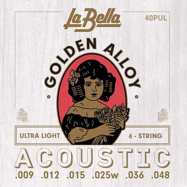 La Bella 40PUL Golden Alloy - Ultra Light Acoustic Guitar Strings