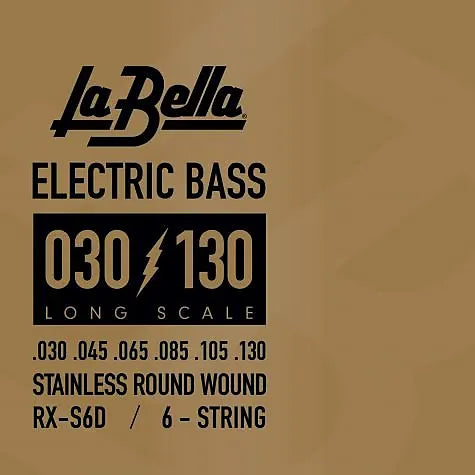 La Bella RX-S6D Stainless-Steel Bass Guitar strings, 6 String (30-130)