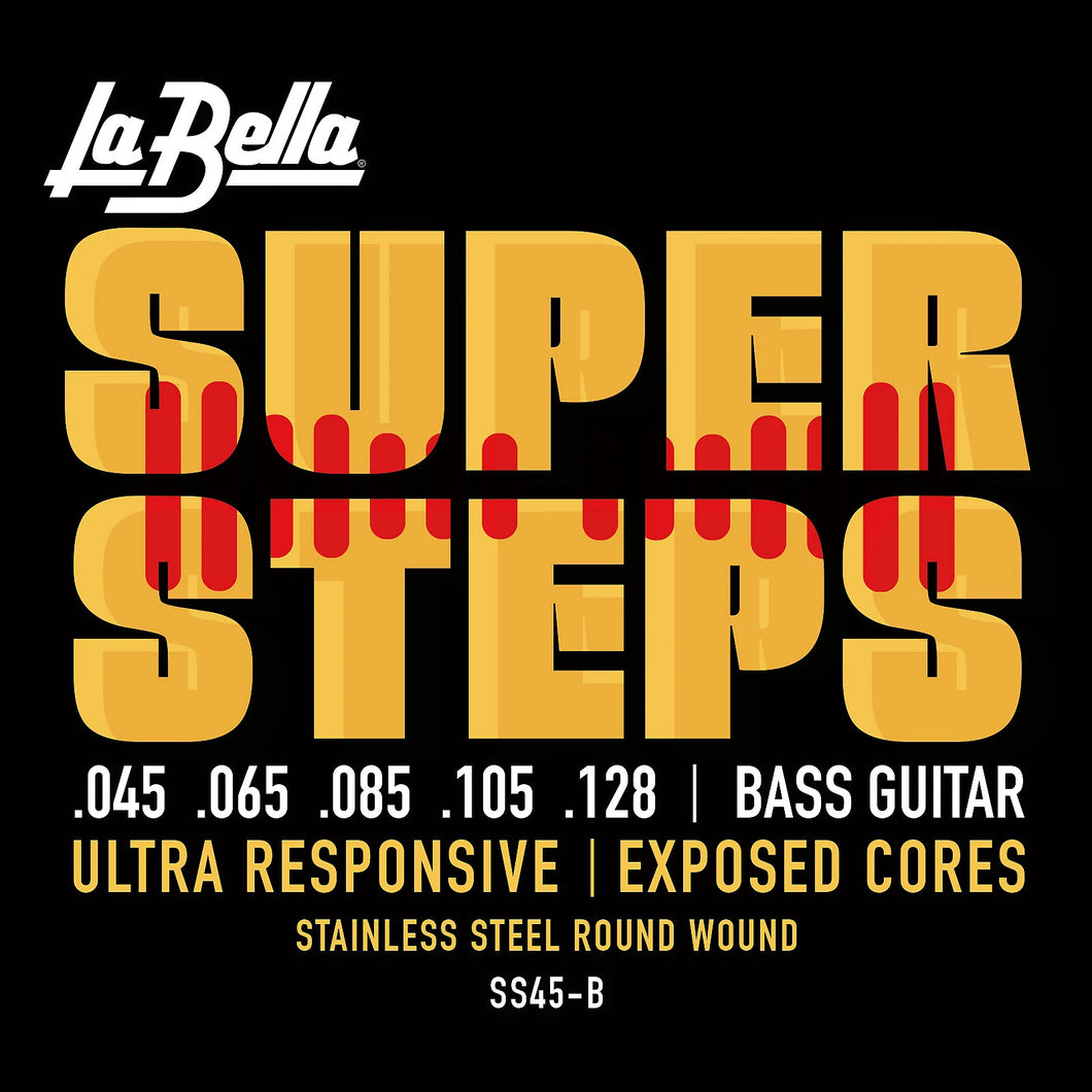 La Bella SS45-B Super Steps Stainless Roundwound 45-128 Standard 5 sting bass set