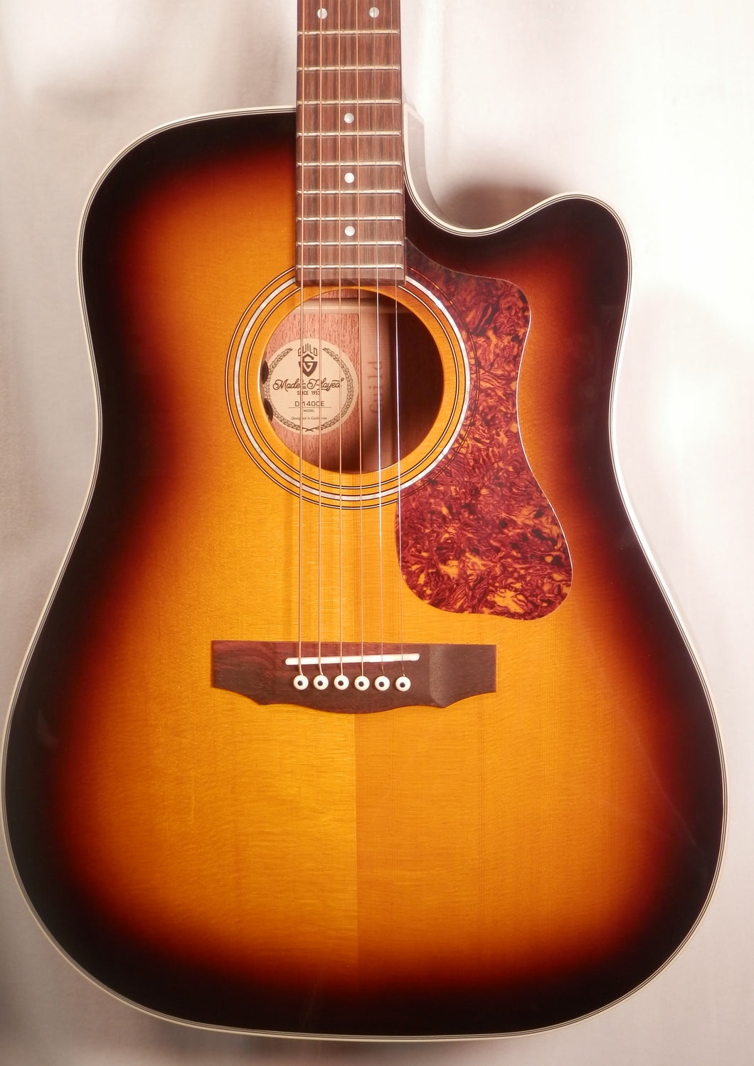 Guild D-140CE ATB 100 | All Solid  Dreadnought Acoustic Electric Cutaway  Antique Burst Gloss Guitar
