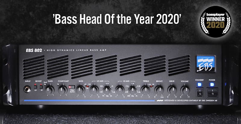 EBS EBS802 Bass Head High Dynamics Linear 750W RMS Bass Amp Head EBS-802